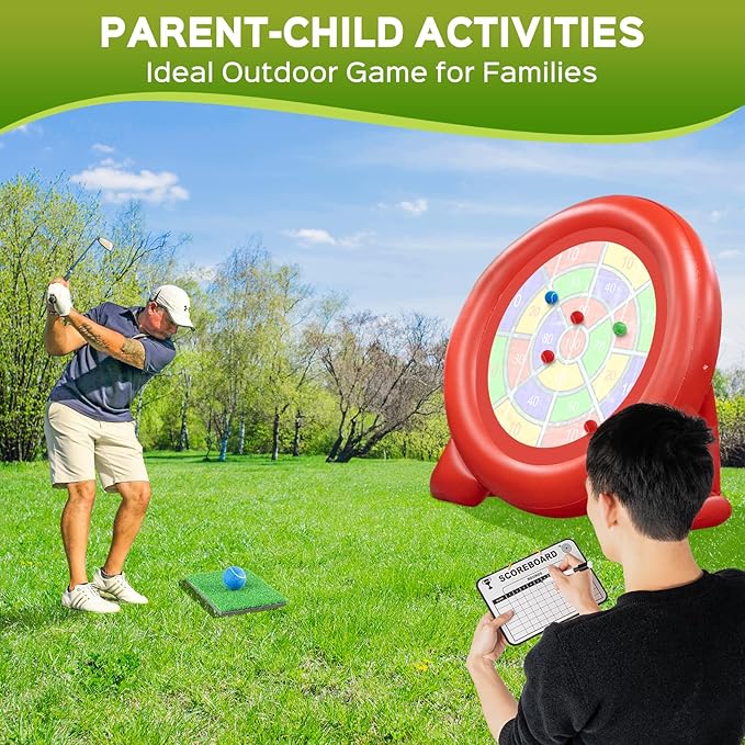 Giant Inflatable Dart Board Outdoor Soccer Golf Yard Games, Large Carnival Games for Kids Adults Family, Lawn Kick Darts, 65.3in Tall Throw Dartboard with Kick Balls & Electric Air Pump