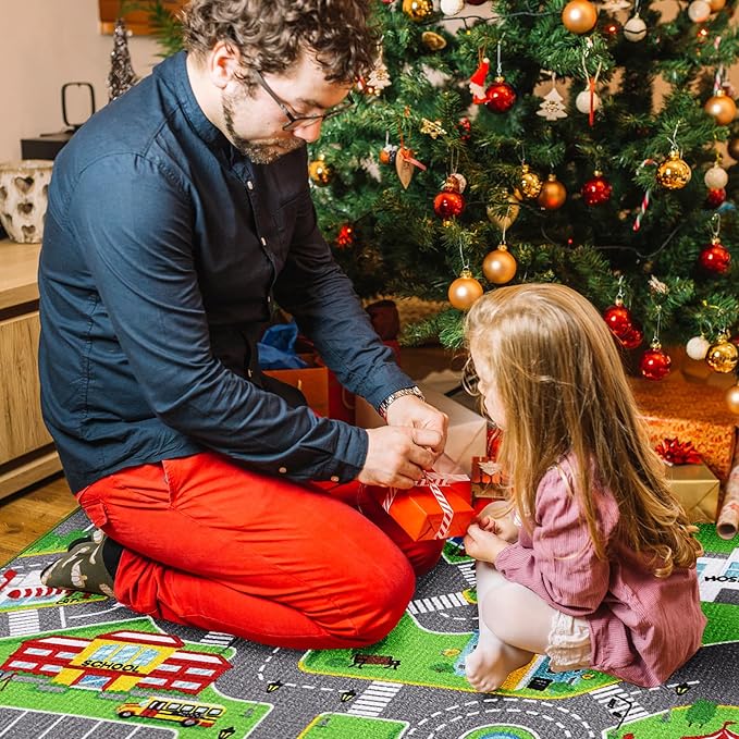 Booooom Jackson Car Rugs for Kids Toy Cars 31X59 Inch,Colorful Fun City Pretend Play - Toddler Car Track Rugfor Bedroom Playroom Non-Slip Backing