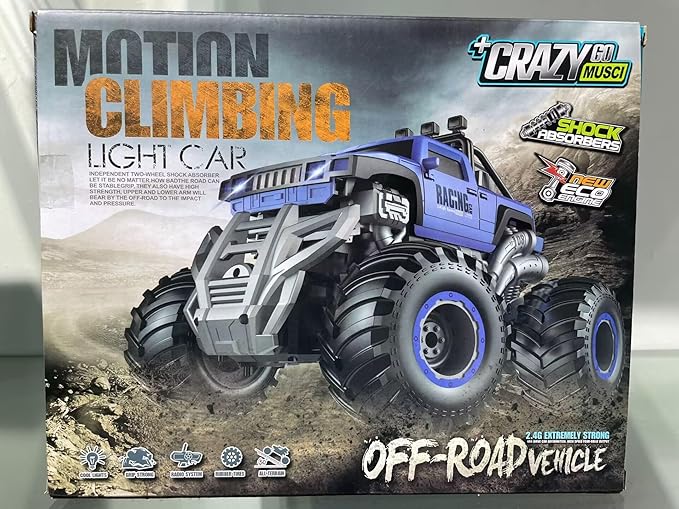 Remote Control Monster Truck 2.4GHz Remote Control Car, RC Monster Truck 2 Battery 80 Mins+,1:16 Scale Indoor Outdoor All Terrain Spray Remote Monster Trucks for Boys 4-7 8-12 and Girls