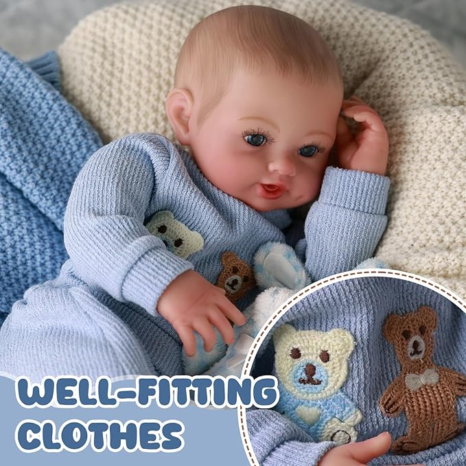 BABESIDE Realistic Reborn Baby Dolls Boy - Ailsa 17 Inch Lifelike Newborn Baby Doll Handmade Real Life Baby Dolls Reborn Toddler with Soft Cloth Body Gift Toys for Kids Age 3 +