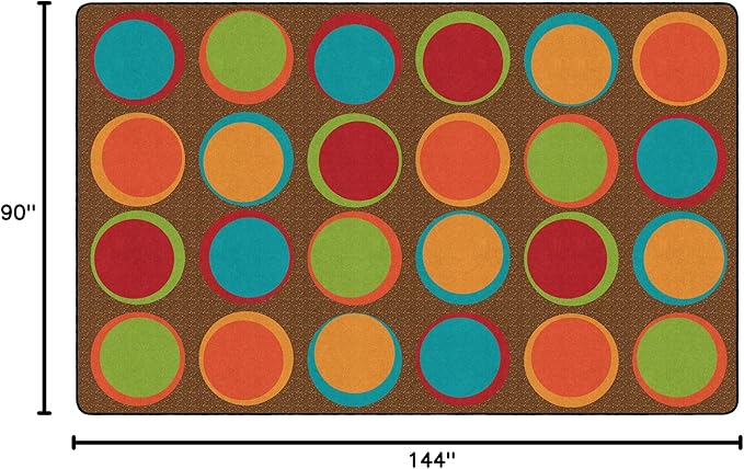 Flagship Carpets Sitting Spots Seating Rectangle Area Rug for Children's Classroom or Kids Playroom, and Home Learning Carpet, Seats 24, 7'6" x 12', Brown