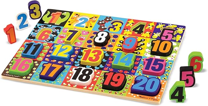 Melissa & Doug Jumbo Numbers Wooden Chunky Puzzle (20 pcs)