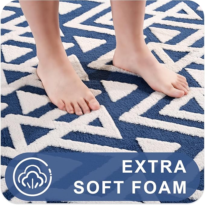 Ompaa Ultra Soft Shaggy Rugs Memory Foam Bedroom Carpet, Blue 7 x 10 Feet Large, Plush Geometric Textured Area Rugs for Living Room Couch Dorm Bedside Kids Girls Teens Room Nursery Decor Floor Mat