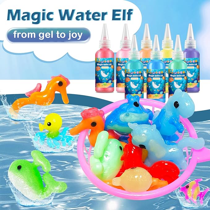 Magic Water Elf Toy Kit, Aqua Fairy Water Gel Kit for Kids, Squishy Maker with 20 DIY Models and 20 Colors, Magic Gel Water Pets Compatible with Boys & Girls Gift Aged 3+
