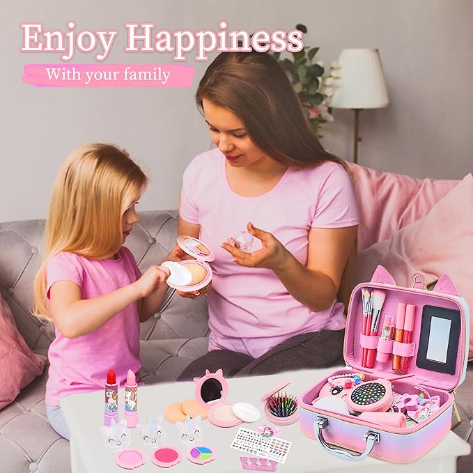Kids Makeup Kit for Girl - Girls Makeup Kit for Kids, Little Girls Make up Set, Washable Kid Makeup Toy for Toddlers Children Princess, Christmas Birthday Gift for 4 5 6 7 8 9 10 Year Old Girl