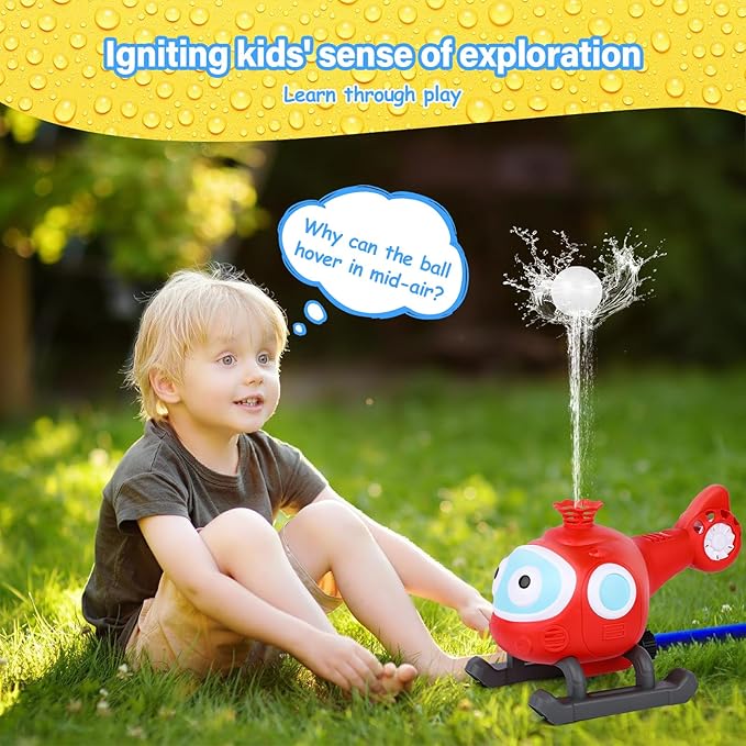 2 in 1 Outdoor Water Toys, Sprinkler for Kids Helicopter Tee Ball Set Kids Water Toys, Toddler Summer Toys Backyard Games for Kids Ages 3-12, Baseball Gifts Outside Toys for Toddlers Boys, Girls