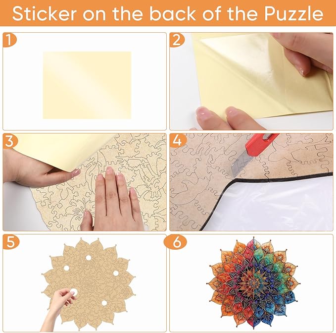 Colorful Mandala Wooden Puzzles for Adults, 200 Piece Unique Shaped Wood Jigsaw Puzzles for Adults and Kids, Fun Challenging Puzzles Family Game Gift, Medium 11.4'' x 11.1''