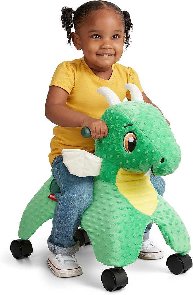 Radio Flyer Jade The Magical Dragon with Interactive Lights and Sounds, Ride On Toy for Toddlers Ages 1-3, Green Dragon Toy for Kids