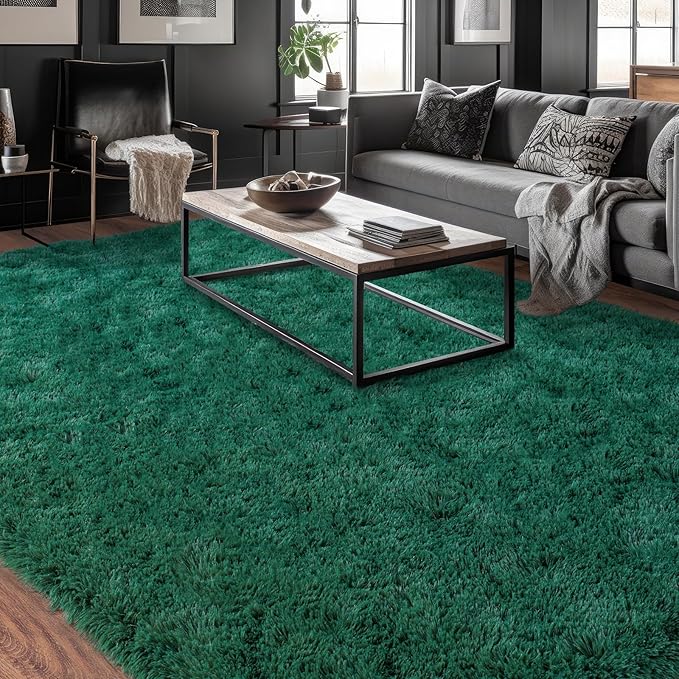 6x9 Super Fluffy 6x9 Rug for Bedroom, Modern Shag Dark Green Area Rugs, Soft and Cozy Plush Large Carpet for Kids, Girls Boys and Teens Decorations for Living Room Dorm Nursery Classroom
