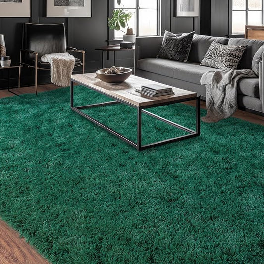 6x9 Super Fluffy 6x9 Rug for Bedroom, Modern Shag Dark Green Area Rugs, Soft and Cozy Plush Large Carpet for Kids, Girls Boys and Teens Decorations for Living Room Dorm Nursery Classroom