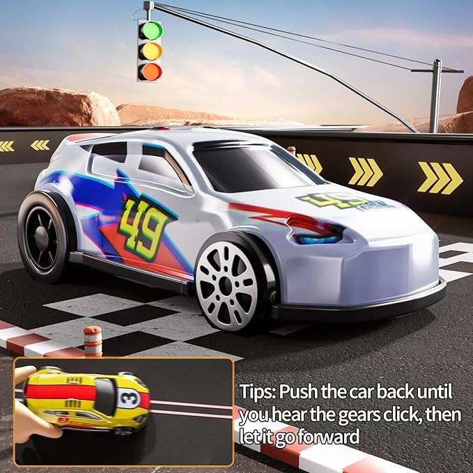 Car Race Track Sets for Kids 3 4 5 6 7 8 9 Years Old - Toy Car Track Set for Boys 3-5 6-8 8-12, Racing Game with 4 Small Cars, Boys Toy, Gifts for Boys Girls 3-8