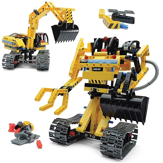 Top Race Stem Building Toys Building Set stem Kits for Boys Gift Toys for Boys Ages 6-14 Year Old and up, 2 in 1 Model Set Excavator Toy and Robot Toy 342 Pieces