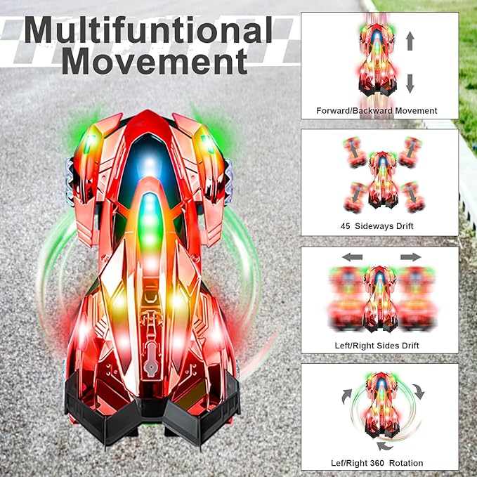 SASBSC Lambo Remote Control Car for Boys 4-7 8-12 Drift Rc Cars with 360° Rotation, Spray, Music & Lights 1:12 Rechargeable Rc Car Toys 10-12km/h Sport Race Toy Cars Gifts for Kids (Red)