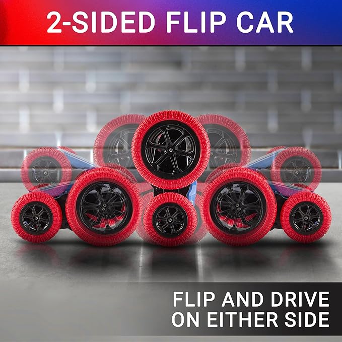 Force1 Tornado+ Remote Control Car for Kids- Double Sided Fast RC Cars with LED Interactive Display, 4WD Off-Road Stunt Car 360 Flips, All Terrain Tires, RC Crawler Rechargeable Battery, 2.4GHz Remote