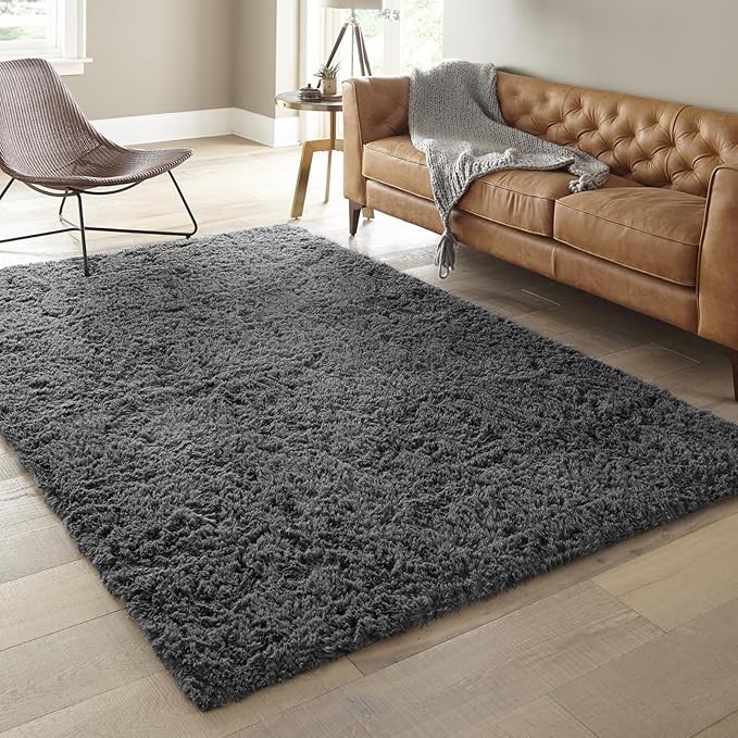 Ophanie Rugs for Living Room, 6x9 Area Rugs Large Shag Fluffy Grey Fuzzy Plush Soft Rug, Gray Shaggy Big Carpets for Bedroom, Kids Boys Girls Dorm Nursery Home Decor Aesthetic