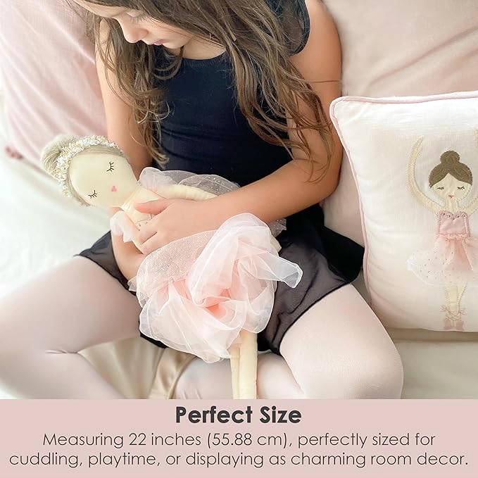 MON AMI Belle The Ballerina Stuffed Doll – 22”, Plush Ballerina Doll for Girls, Use as Toy or Room Decor