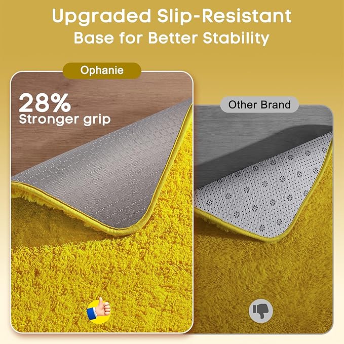 Ophanie Yellow Rugs for Bedroom Living Room, Fluffy Fuzzy Furry Carpet, Plush Soft Shaggy Bedside Indoor Floor 4x6 Area Rug for Kids Girls Boys Baby Teen Dorm Nursery Home Decor Aesthetic