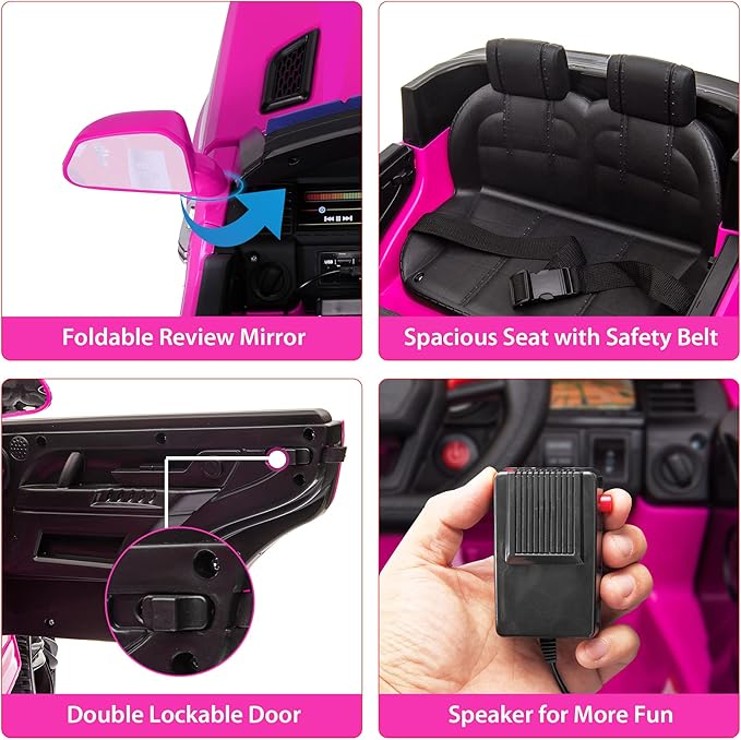 Police Cars for Kids Electric Car TOBBI 12V Childrens Powered Ride Ons for Toddlers Cop Cars with Parental Remote Control, Siren, Flashing Lights, Music, Rose Red