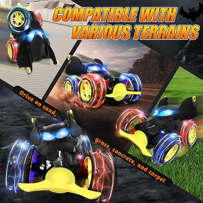 Remote Control Car for Boys - 360° Rotates and Flips 4WD Remote RC Stunt Cars for Kids, 2.4GHz USB Direct Charging with LED Lights Toy Car, Gift for Boy 3 4 5 6 7 8 9 10 11 13 Year Old