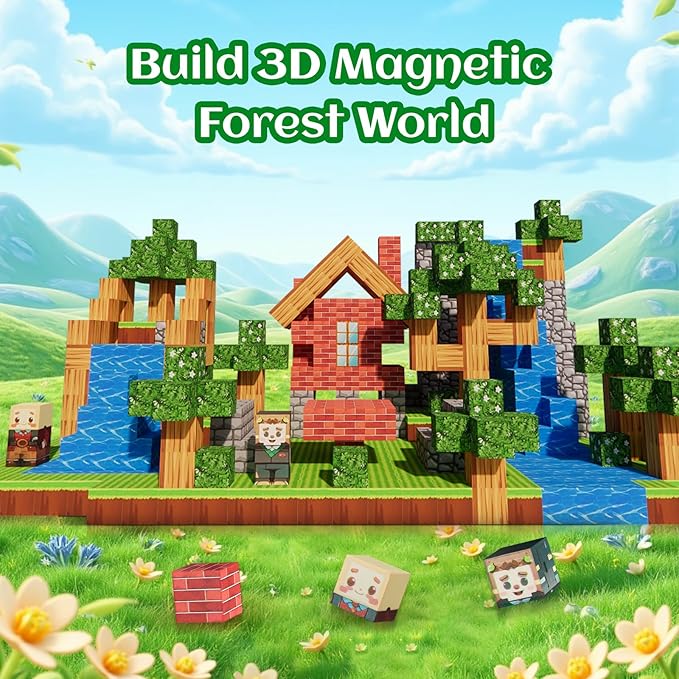 Magnetic Blocks-68pcs Mine Magnet 3D Craft World Set,Magnetic Blocks Le Building go Toys for Kids,STEM Sensory Toys for Toddlers Birthday Gifts,Constructions Toys for Boys & Girls Age 3+