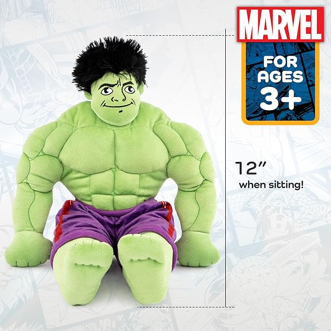 Jay Franco Marvel Super Hero Adventures Toddler Hulk Plush Stuffed Pillow Buddy - Super Soft Polyester Microfiber, 18 inch (Official Marvel Product)