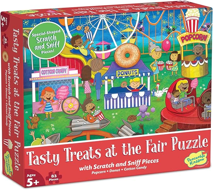 Peaceable Kingdom Tasty Treats at The Fair Puzzle – Scratch & Sniff Puzzle for Kids Ages 5 & up – Great for Classrooms