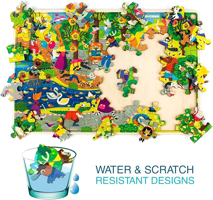 QUOKKA Wooden Kids Puzzles Ages 4-6 – 4 x 60 Piece Puzzles for Kids Ages 4-8 – Wood Toddler Games for 3-5 Year Olds – Cars Ships and Animals Toy for Boys and Girls