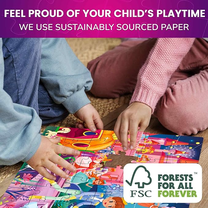 QUOKKA Puzzles for Kids Ages 4-6 – 4-Pack 60-Piece Puzzles for Kids – Fairy Tale Jigsaw Puzzle Set – Toddler Puzzles Ages 4-6 – Educational Learning Toys – FSC Certified – Gift for 5 Year Olds