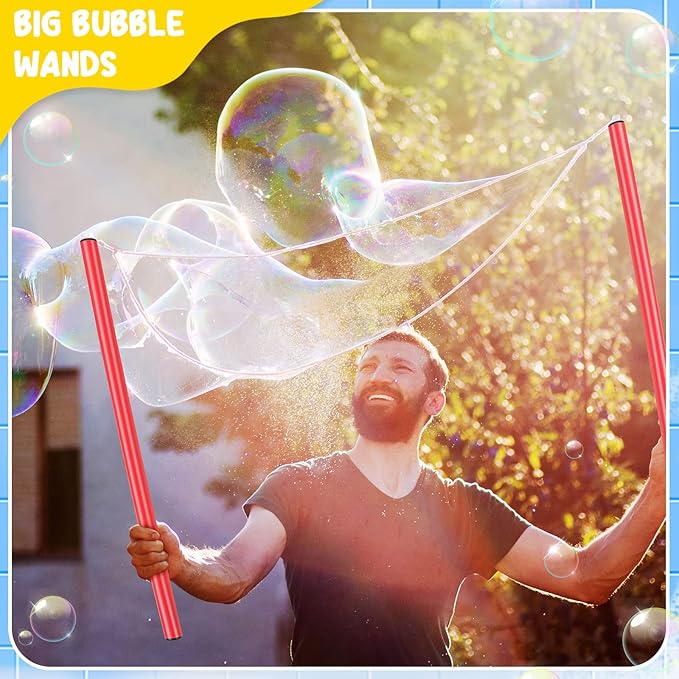 8 Pieces Giant Bubble Wands Big Bubble Wands for Kids Outdoors Bubble Toy for Birthday, Outdoor Activities, Party Favors, Giant Bubble Solution Not Included (Multicolor)