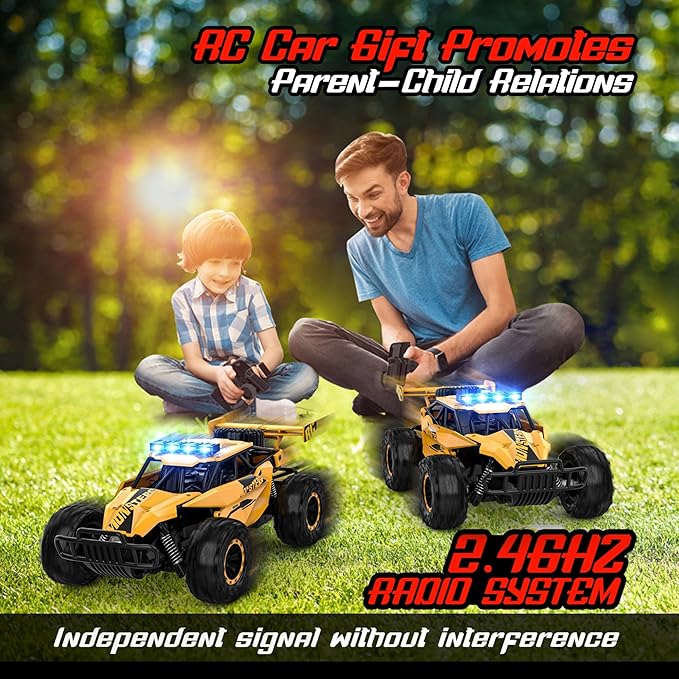 BLUEJAY Remote Control Car for Boys, RC Cars, 1:12 Monster RC Truck Off Road with LED Headlight and Rechargeable Battery Gifts for Adults Boys 8-12