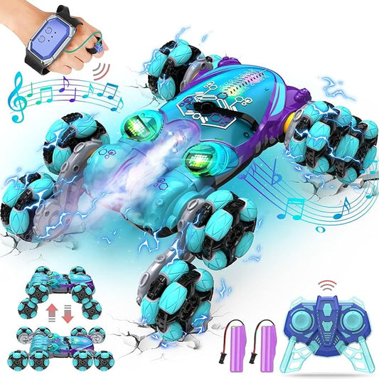8WD Gesture Sensing RC Stunt Car, Boys Toys with Spray & Light, Hand Controlled RC Car Toys Gift for Kids Boys Age 8-12