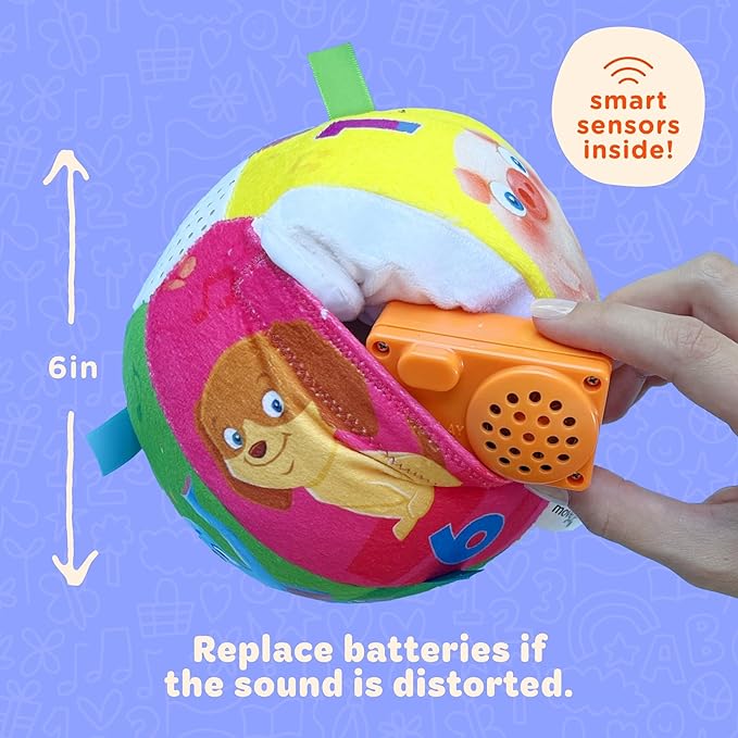 Move2Play, Hilariously Interactive Baby Ball with Music & Sound Effects | 1st Birthday Gift | Toddler Toy for Boys & Girls | Indoor/Outdoor | Age 6, 9, 12+ month | 1, 2, Year's Old