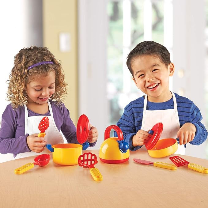 Learning Resources Pretend & Play Cooking Set - 10 Pieces, Ages 3+ Pretend Play Food for Toddlers, Preschool Learning Toys, Kitchen Play Toys for Kids