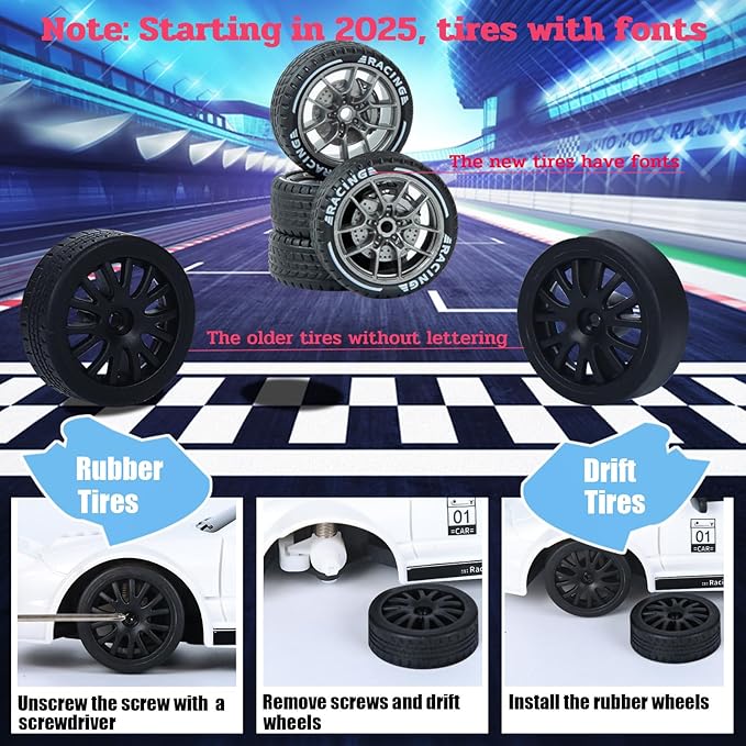 Mini RC Drift Car with Full Proportional Throttle, 1:24 Remote Control Car 4WD Drift GT-RX7 Rc Vehicle High-Speed Racing Drifting Cars Gifts Toy for Boys Kids (Pink)