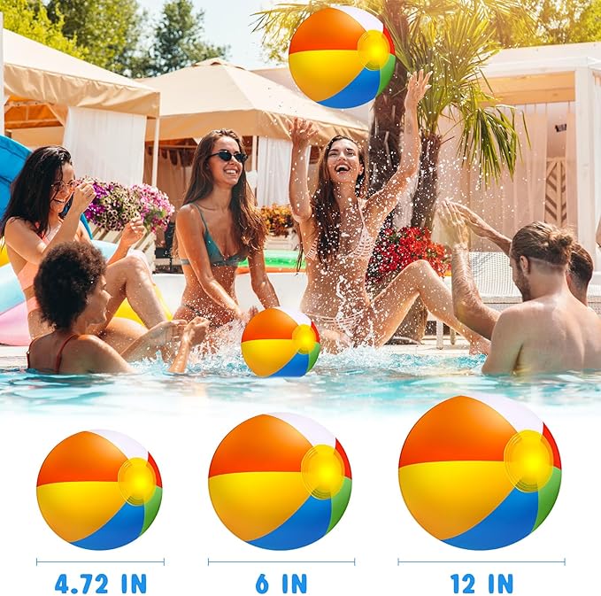 Tanlade 36 Pcs Beach Pool Party Favors Water Guns Bulk 4.72/6/12 Inches Inflatable Rainbow Beach Balls Water Squirters for Kids Summer Theme Party Favor Pool Toys(4.72)