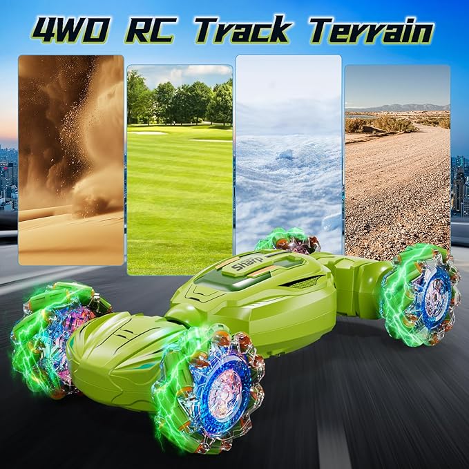 Remote Control Gesture Sensor Car, 2.4Ghz 4WD Hand Controlled RC Car, Gesture Rc Stunt Car with Light & Music, 360° Spins All Terrains Hand Controlled Car Toys for Age 8+, Birthday Gifts for Kids