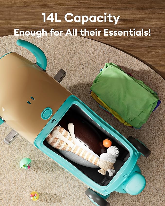 Gyroor GNU Kids Electric Ride-On Car with Flashing Wheels, Adjustable Speeds and 14L Storage, Electric Vehicles for Kids Aged 4-9 Years, 2-in-1 Ride-On and Storage, for Indoor, Outdoor, and Travel Use