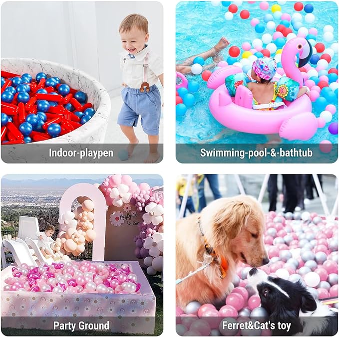 STARBOLO Ball Pit Balls for Baby and Toddler, 120pcs Phthalate Free BPA Free Crush Proof Plastic Pit Balls Play Toys for Kids Ball Pit, Pool,Play Tent,Party