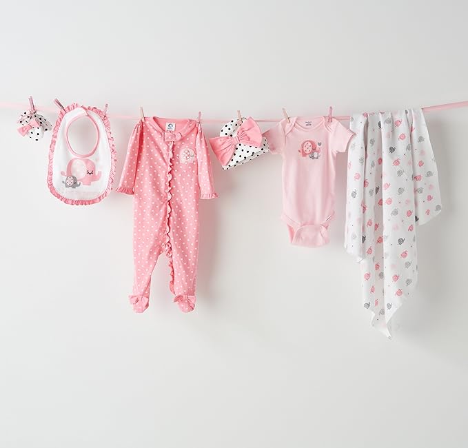 Gerber Baby Girls' 5-Pack Short Sleeve Variety Onesies Bodysuits