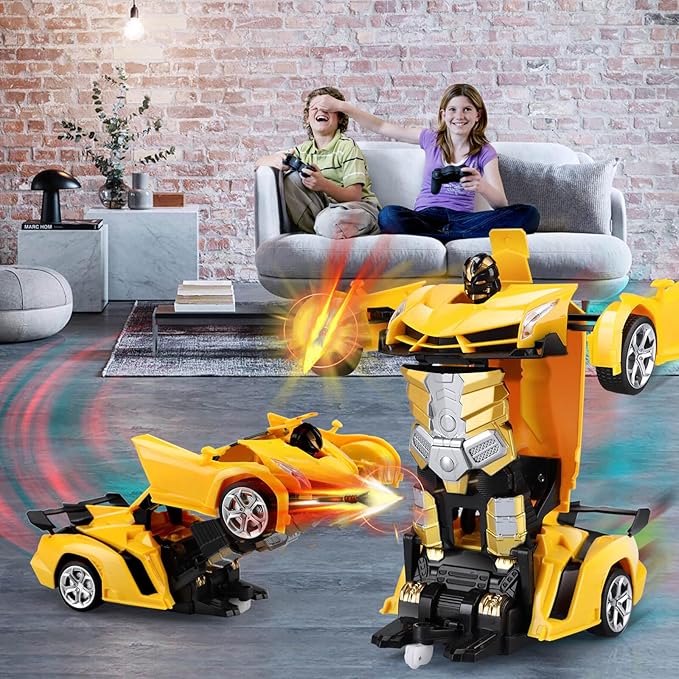 Remote Control Car Toys - Transforming RC Cars for Kids & Boys Toys - One Button Transformation and 360 Degree Rotating Drifting - Gifts for Boys and Girls