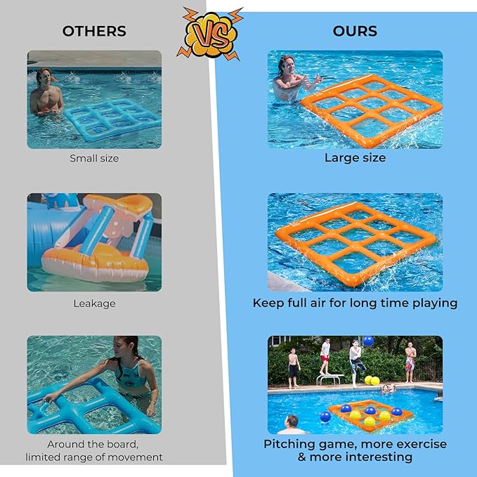 Pool Toys Games Set- Inflatable Pool Toy with 10 Balls - for Adults Teens Kids 2-10 Players