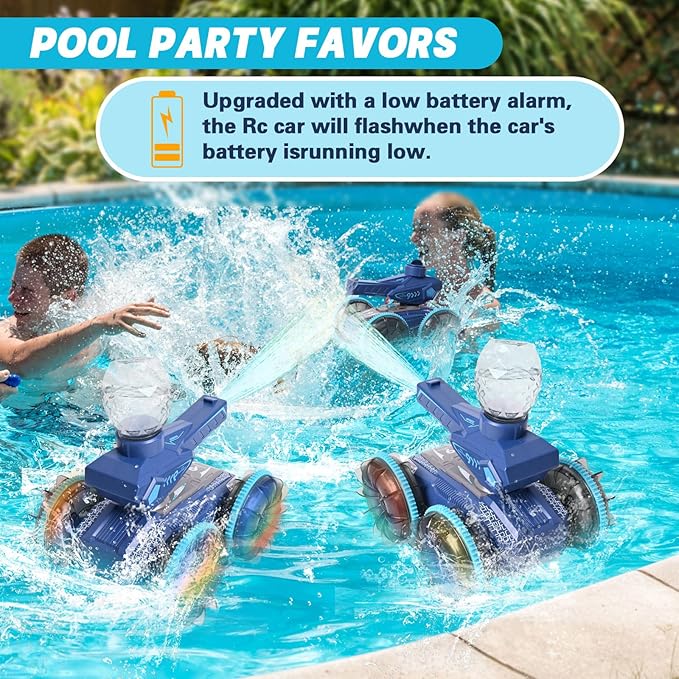 Amphibious Remote Control Truck,Shoot Water Tank RC Cars for Boys, 2.4G Off Road Hand Controlled,Pool Toy Outdoor Summer Gifts Birthday Gift Toys 6-12 Year Old