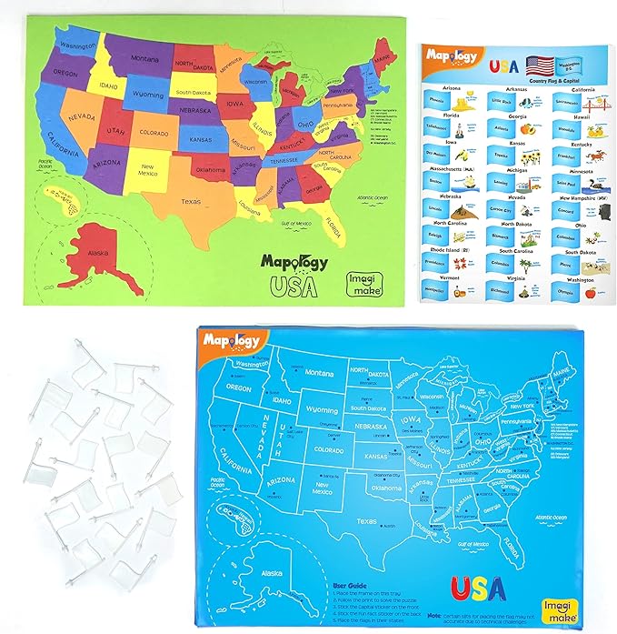 Imagimake Mapology USA Map with Capitals | Learning States and Capitals | US Geography Toys for Ages 5-7 | Jigsaw Puzzles for Kids Ages 8-10 Years | Educational Toys for Ages 8-13