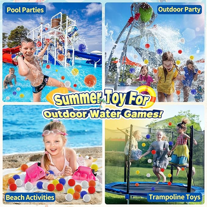 Reusable Water Balls, 75 Pack Reusable Water Balloons Splash Balls for Kids and Adults - Water Toys for Outdoor Summer Fun Water Games Pool Backyard Birthday Party