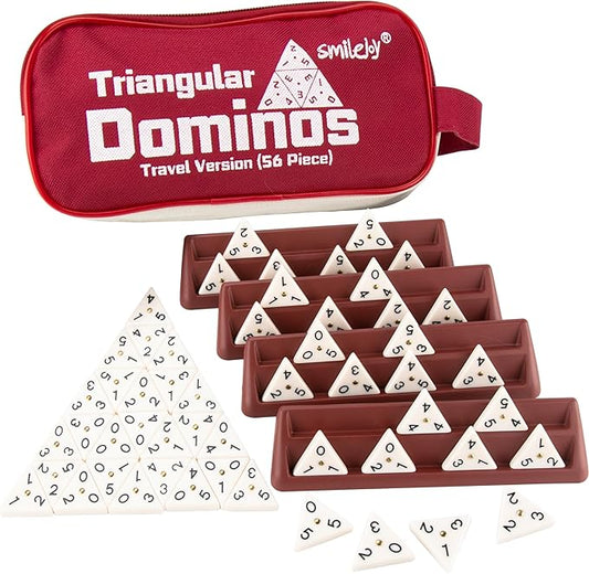 Smilejoy Triangle Domino,Triangular Domino Tiles with Brass Spinners Tabletop Game for Kids Ages 7 and Up, 56 Tiles, Classical Board Game, mathing Skill Trainning (2-4 Players)