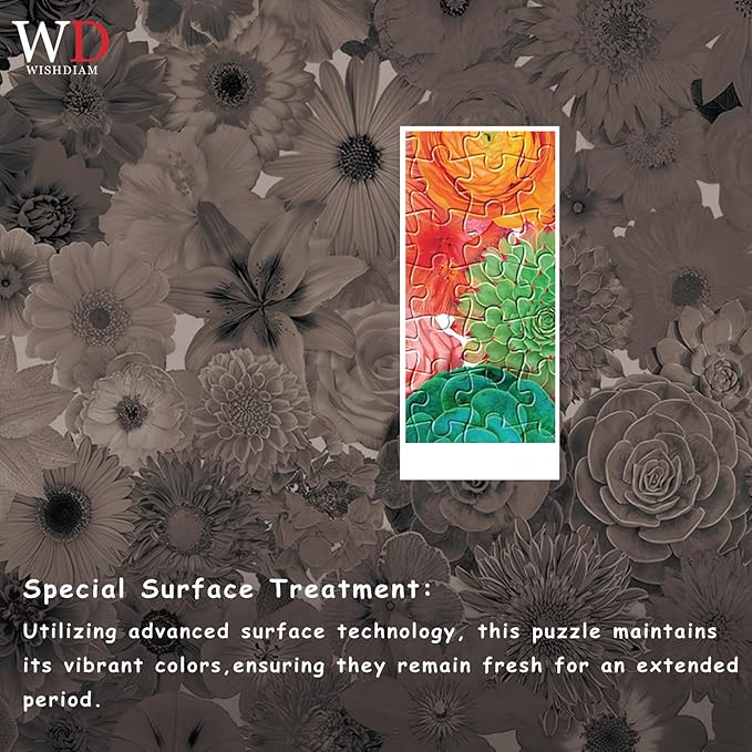 Jigsaw Puzzles Colorful Flowers Daisy - WISHDIAM Puzzles for Adults - 2 Pack 1000 Pieces Nature Floral Impossible Difficult Challenging Puzzles for Home Decor Birthday Party Gifts Toy for Men Women