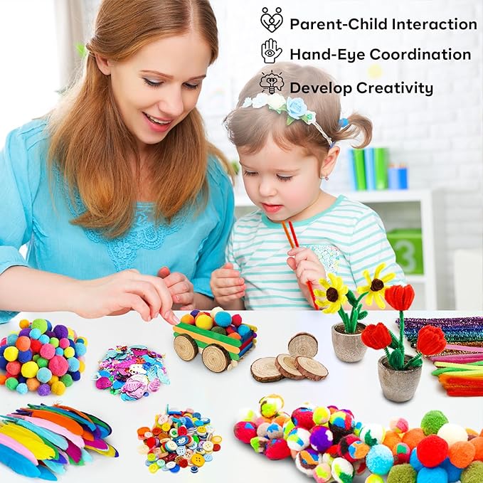 FUNZBO 4000+pcs Arts and Crafts Supplies for Kids -Girl Craft Kit Materials for Kids Age 4 5 6 7 8-12 Birathday Gifts for Girls and Boys Crafts for Girls Ages 8-12 Arts Activities