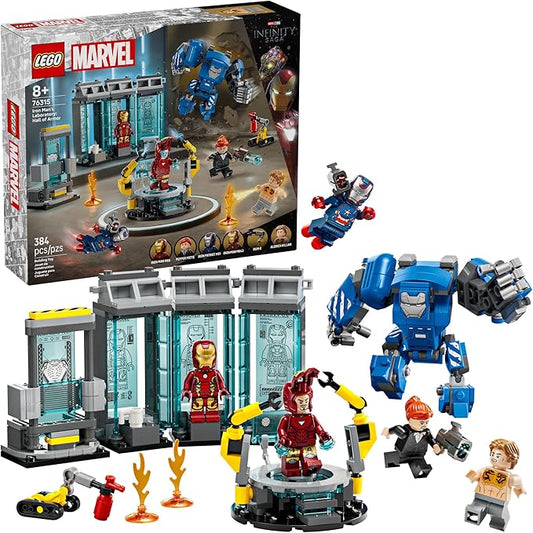 LEGO Marvel Iron Man’s Laboratory: Hall of Armor Building Toy - Marvel Superhero Toy for Kids, Boys and Girls, Ages 8+ - with Minifigures and a Mech - Gift Idea for Birthdays - 76315
