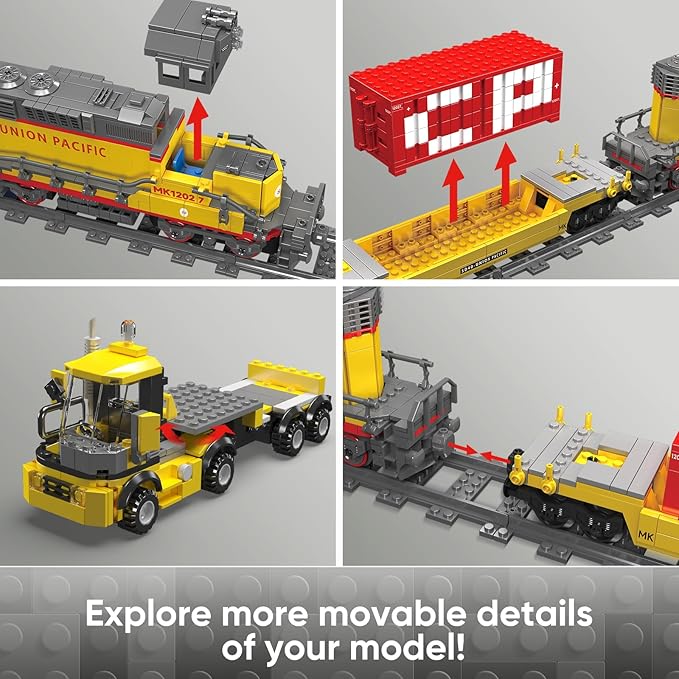 Mould King 12027 Train Building Block Kit, EMD SD40-2 Diesel Locomotive Rail Train with Motor, Remote Controlled Train Set for Kids/Adult Collections Enthusiasts(1170 Pieces)