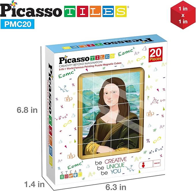PicassoTiles 1” Magnetic Puzzle Building Cubes Blocks for kids, Van Gogh puzzle, Mona Lisa Hand puzzle, kids toys 3+ year old boy girl, STEM toys, Toddler, Teen,Young Explorers,Educational Popular Art